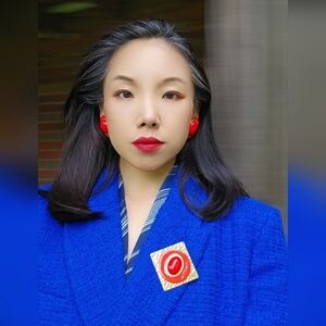 Elegant Red Hat Gold Tone Necklace Pendent/ Brooch and Matched Earrings Set